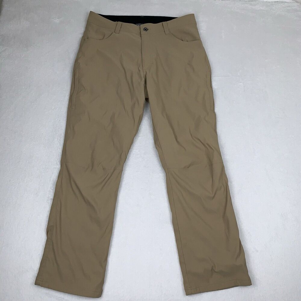 Eddie Bauer Fleece Lined Nylon Stretch Pants Men's 34x29 Tan Outdoors
